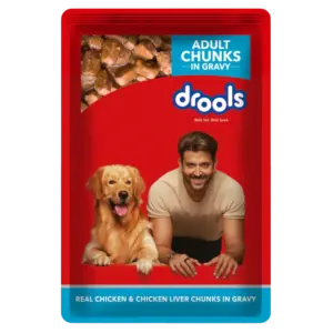 Drools Real Chicken & Chicken Liver Chunks in Gravy Adult Dog Wet Food 10+2x60g