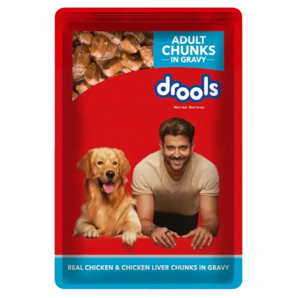 Drools Real Chicken & Chicken Liver Chunks in Gravy Adult Dog Wet Food 10+2x60g