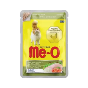 Me-O Chicken with Rice & Crab Stick Adult Cat Wet Food 12x80g