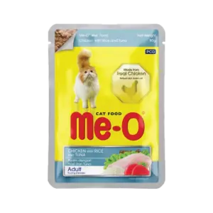 Me-O Chicken with Rice & Tuna Adult Cat Wet Food 12x80g