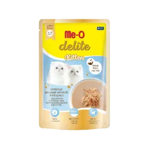 Me-O Delite Tuna Mousse with Goat Milk Topping Katsuobushi Gravy Kitten Wet Food 12x70g