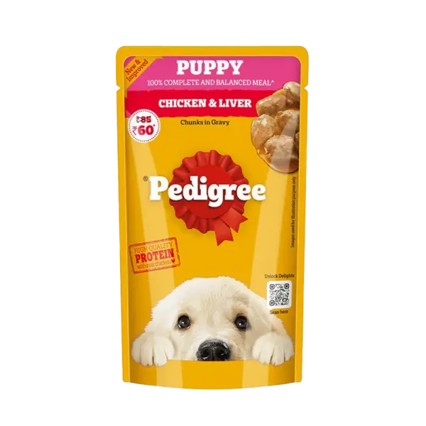 Pedigree Chicken & Liver Chunks in Gravy Puppy Wet Food 15x130g