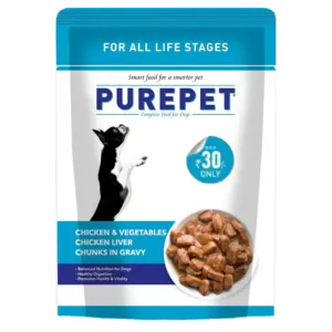 Purepet Chicken & Vegetables and Chicken Liver Chunks in Gravy Adult Dog Wet Food 15x70g