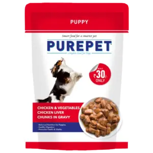 Purepet Chicken & Vegetables and Chicken Liver Chunks in Gravy Puppy Wet Food 15x70g