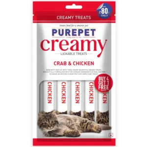Purepet Creamy Crab & Chicken Flavor 15gx4+1 Cat Treats