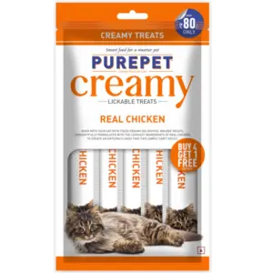 Purepet Creamy Real Chicken Flavor 15gx4+1 Cat Treats
