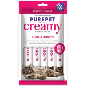 Purepet Creamy Tuna & Bonito Flavor 15gx4+1 Cat Treats