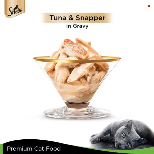 Sheba Deluxe Tuna & Snapper in Gravy Adult Cat Wet Can Food 24x85g - Image 2