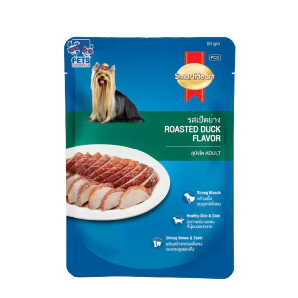 SmartHeart Roasted Duck Flavor Adult Dog Wet Food 12x80g