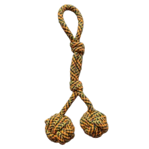 Handle with 2 Knots and 2 Balls Tug Toy for Dogs