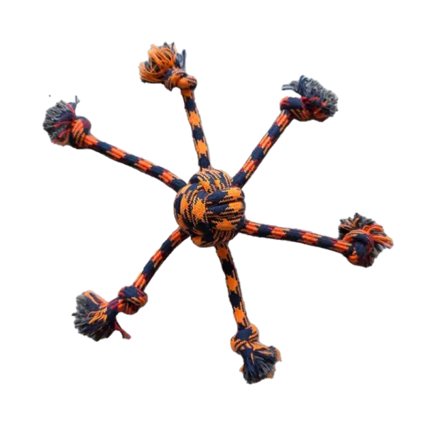 Crazy Spider Ball with 6 Knotted Ropes Toy for Dogs