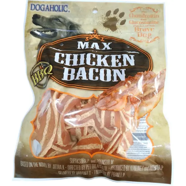 Dogaholic Max Chicken Bacon Strips BBQ Dog Treats 130g