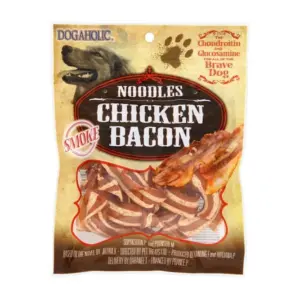 Dogaholic Noodles Chicken Bacon Strips Smoked Dog Treats 130g