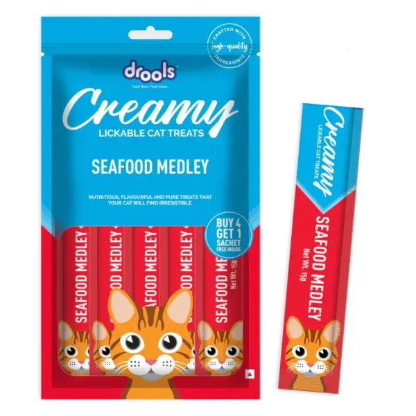 Drools Creamy Seafood Medley Flavor 15gx4+1 Cat Treats