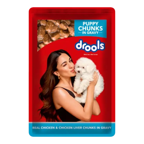 Drools Real Chicken & Chicken Liver Chunks in Gravy Puppy Wet Food 10+2x60g Drools Real Chicken & Chicken Liver Chunks in Gravy Puppy Wet Food 10+2x60g