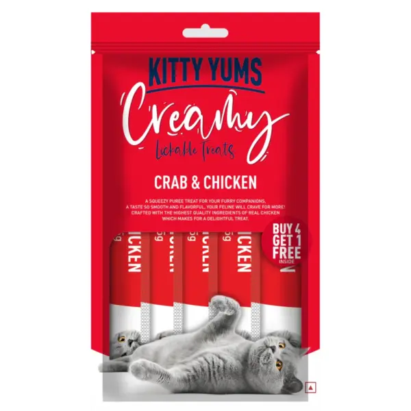 Kitty Yums Creamy Crab & Chicken Flavor 15gx4+1 Cat Treats