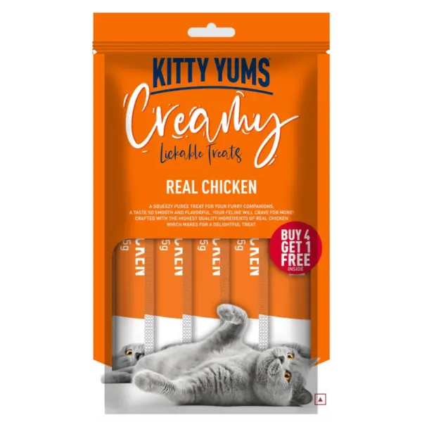 Kitty Yums Creamy Real Chicken Flavor 15gx4+1 Cat Treats