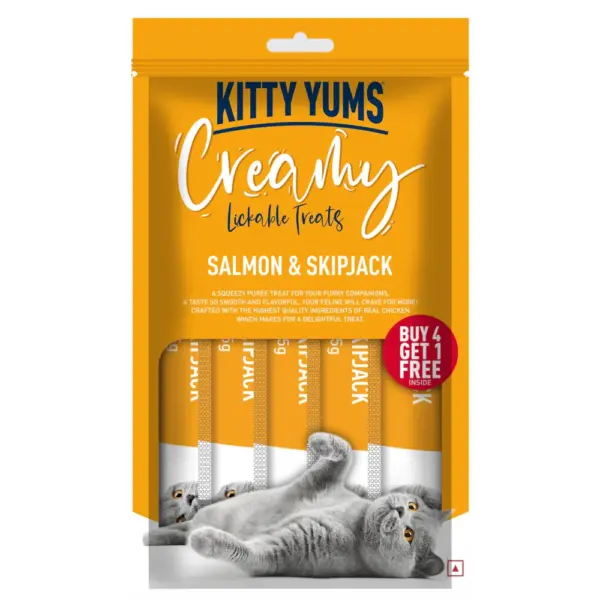 Kitty Yums Creamy Salmon & Skipjack Flavor 15gx4+1 Cat Treats