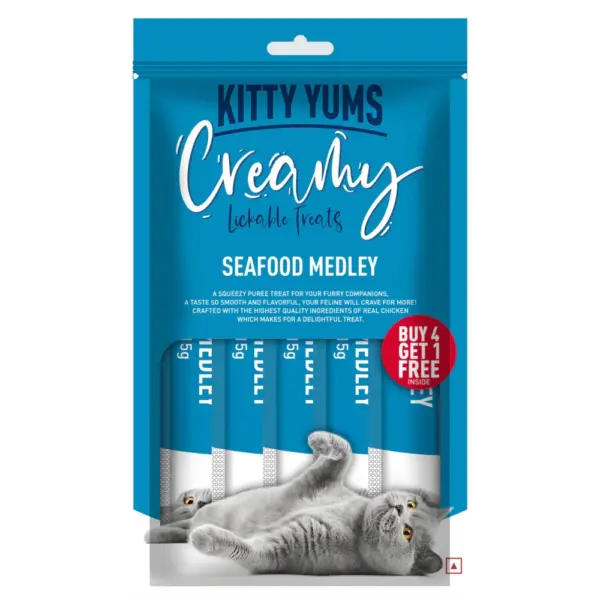 Kitty Yums Creamy Seafood Medley Flavor 15gx4+1 Cat Treats