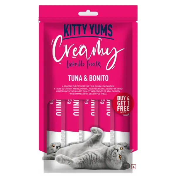 Kitty Yums Creamy Tuna & Bonito Flavor 15gx4+1 Cat Treats