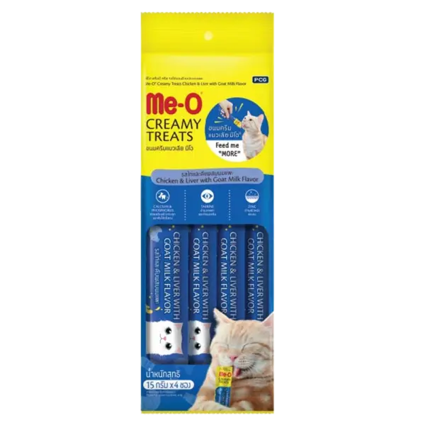 Me-O Creamy Treats Chicken & Liver with Goat Milk Flavor 15gx4 Cat Treats