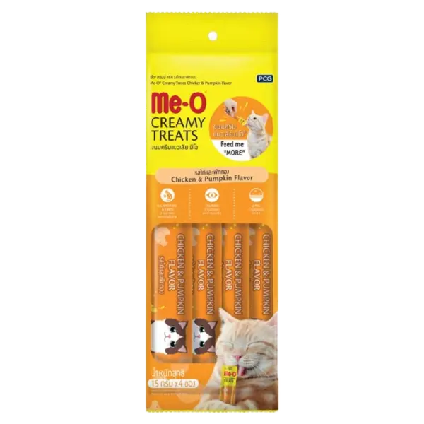 Me-O Creamy Treats Chicken & Pumpkin Flavor 15gx4 Cat Treats