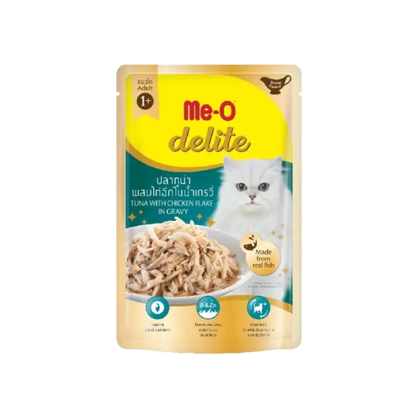 Me-O Delite Tuna with Chicken Flake in Gravy 12x70g
