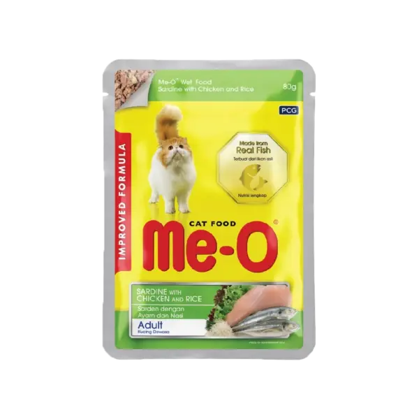 Me-O Sardine with Chicken & Rice Adult Cat Wet Food 12x80g