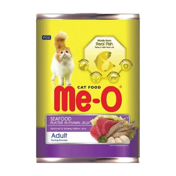 Me-O Seafood Platter in Prawn Jelly Canned Adult Cat Wet Food 400g