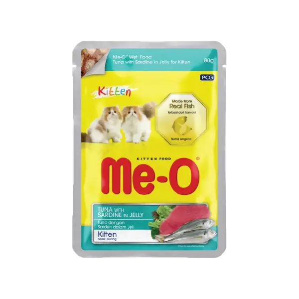 Me-O Tuna with Sardine in Jelly Kitten Wet Food 12x80g