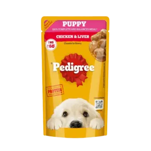 Pedigree Chicken & Liver Chunks in Gravy Puppy Wet Food 15x130g