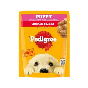 Pedigree Chicken & Liver Chunks in Gravy Puppy Wet Food 15x70g
