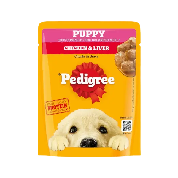Pedigree Chicken & Liver Chunks in Gravy Puppy Wet Food 15x70g