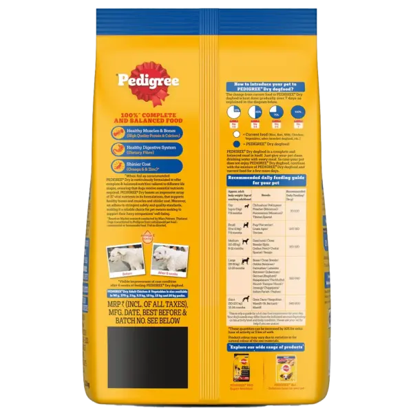Pedigree Chicken and Vegetables Adult Dog Dry Food back Pedigree Chicken and Vegetables Adult Dog Dry Food