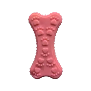 Paw Printed Rubber Bone Chew Toy for Dogs