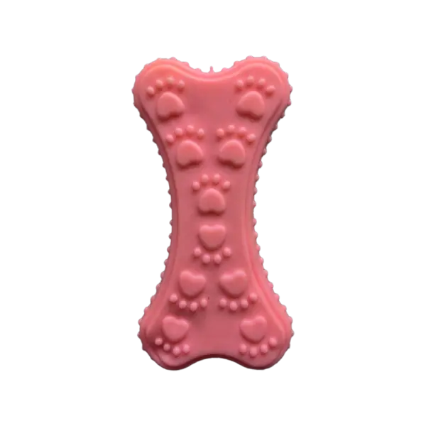 Paw Printed Rubber Bone Chew Toy for Dogs