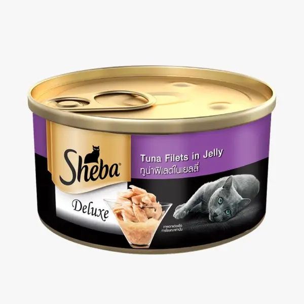 Sheba Deluxe Tuna Filets in Jelly Adult Cat Wet Can Food 24x85g Sheba Deluxe Tuna Filets in Jelly Adult Cat Wet Can Food