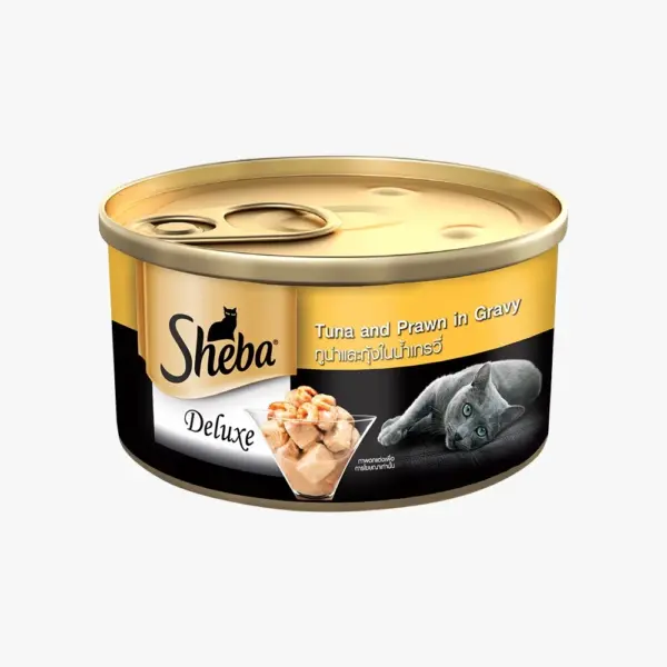 Sheba Deluxe Tuna Fillet & Prawn in Gravy Adult Cat Wet Can Food 24x85g Sheba Deluxe Tuna Fillet & Prawn in Gravy Adult Cat Wet Can Food