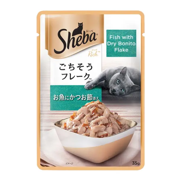 Sheba Fish with Dry Bonito Flake Adult Cat Wet Food 12x35g Sheba Fish with Dry Bonito Flake Adult Cat Wet Food 12x35g