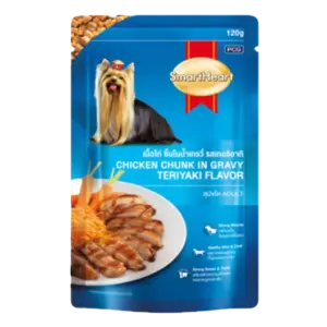 SmartHeart Chicken Chunk in Gravy Teriyaki Flavor Adult Dog Wet Food 12x80g