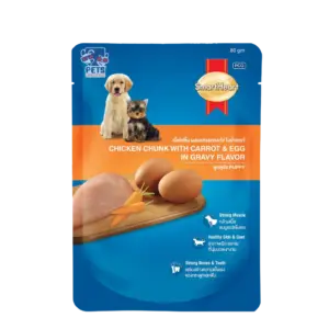 SmartHeart Chicken Chunk with Carrot & Egg in Gravy Flavor Puppy Wet Food 12x80g