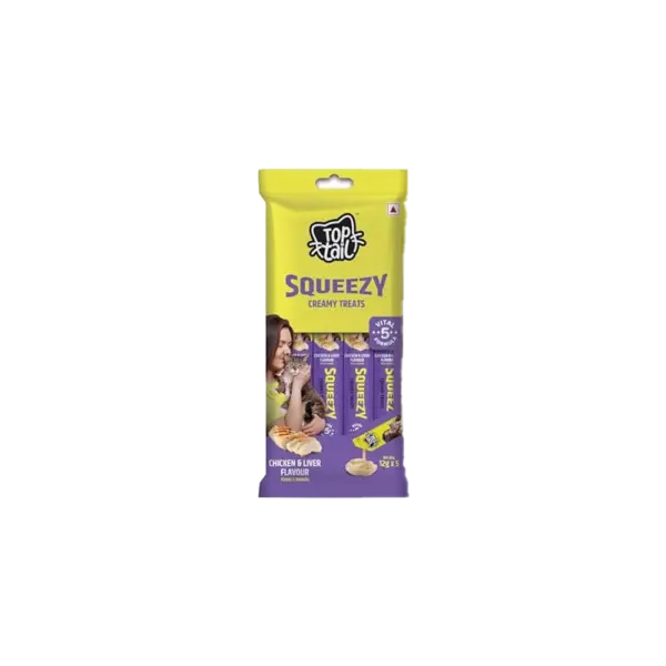 Top Tail Squeezy Chicken & Liver Flavour 12gx5 Creamy Cat Treats