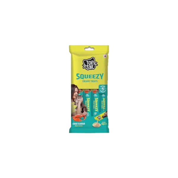 Top Tail Squeezy Crab Flavour 12gx5 Creamy Cat Treats
