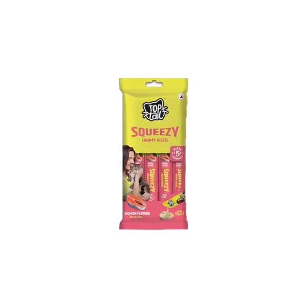Top Tail Squeezy Salmon Flavour 12gx5 Creamy Cat Treats