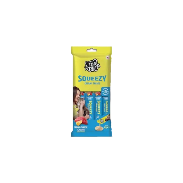 Top Tail Squeezy Tuna & Cheese Flavour 12gx5 Creamy Cat Treats