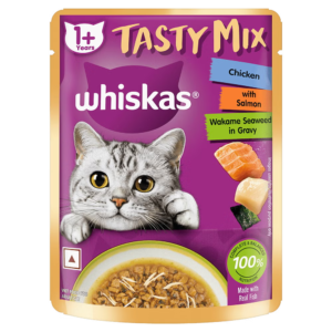 Whiskas Tasty Mix Chicken with Salmon Wakame Seaweed in Gravy Adult Cat Wet Food 14x70g