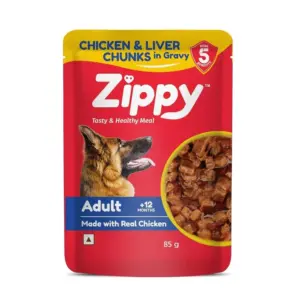 Zippy Chicken & Liver Chunks in Gravy Adult Dog Wet Food 12x85g