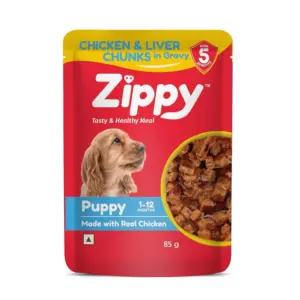 Zippy Chicken & Liver Chunks in Gravy Puppy Wet Food 12x85g