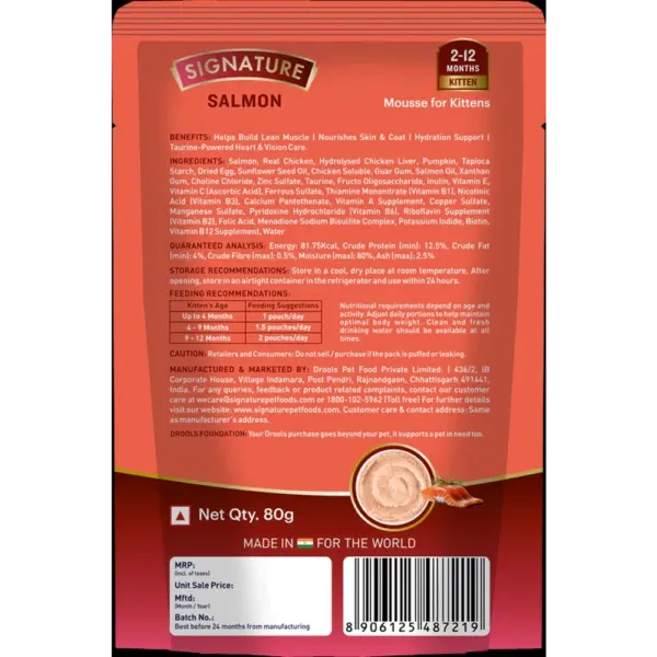 Signature Grain Zero Salmon Mousse Kitten Wet Food back Signature Grain Zero Salmon Mousse Kitten Wet Food