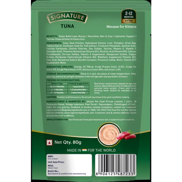 Signature Grain Zero Tuna Mousse Kitten Wet Food back Signature Grain Zero Tuna Mousse Kitten Wet Food